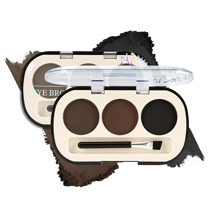 3 Colors Eyebrow Makeup Kit,Long Lasting Brow Palette,Eyebrow Filler Powder with Brow Brush,Professional Brow Contour Palette,Creates Natural Brows