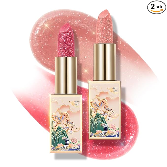 CATKIN Lip Balm Color Tinted Shimmer Lipstick Ultra Hydrating Lip Moistrurizer Lip Care with Vitamin E Nourishing For Cracked & Dry Lips 0.12 oz 2pcs (C09+C20)