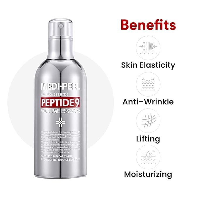 Medi-Peel Peptide 9 Volume All in one Essence 3.38 fl.oz. / 100ml, Anti Wrinkle, Collagen Formula, Brightening Effect, Instant Hydration, Skin Firming, Anti-Wrinkle, Bubble Essence, Korean Skincare