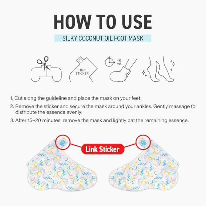 Moisturizing Foot Mask Socks Silky Coconut Oil Booties for Dry, Cracked Feet & Heels | 5 Pairs