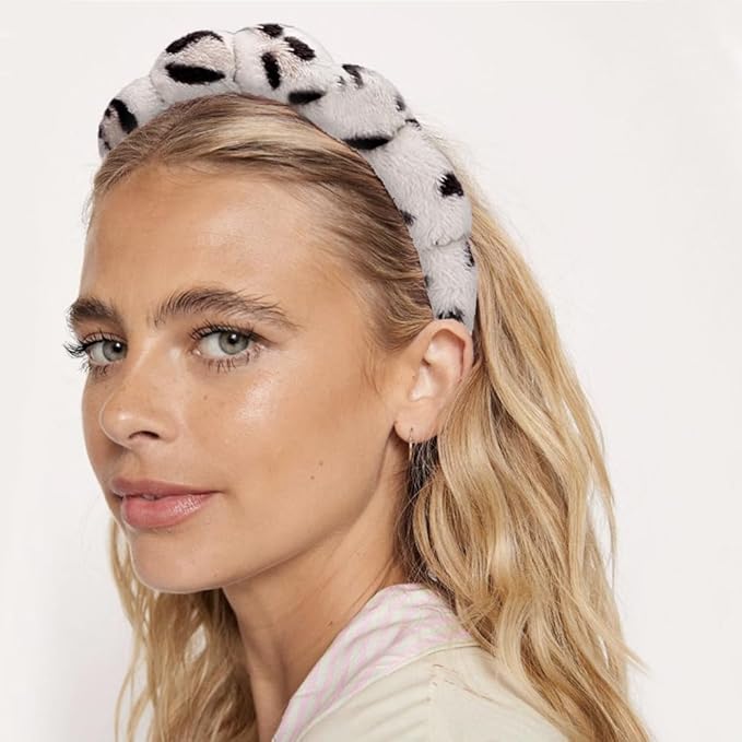Tetizo Spa Headbands for Washing Face Wristband Set Sponge Makeup Skincare Headband Wrist Towels Bubble Soft Terry Towel Cloth Hairband for Women Puffy Headwear Non Slip Thick Thin Hair Headwear
