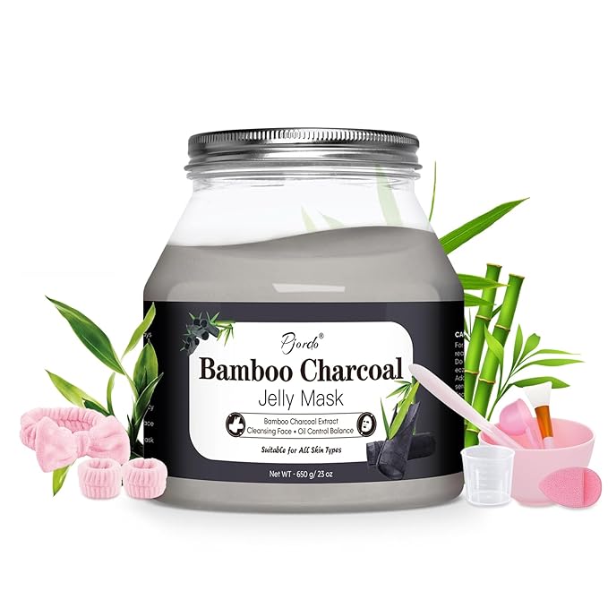 Pjordo Powder Jelly Mask for Facials Professional, Peel Off Facial Mask for Hydrating & Moisturizing, Hydrojelly Mask for Women Men Skin Care, Home DIY Spa Use for All Skin with Bamboo Charcoal