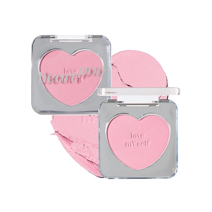 ETUDE Heart Pop Blush, Cool Berry Cheek Color, Natural Highlight & Glossy Finish, Lightweight Formula, Compact 0.2 oz – Squeeze Berry