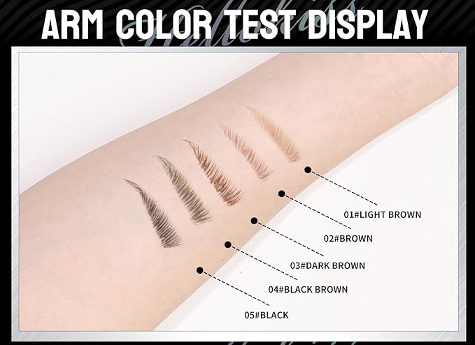 Microblading Eyebrow Pen, 2 in 1 Dual Ended Eyebrow Pencil, Curved Eyebrow Pencil with Micro-Fork-Tip & Precise Brush-Tip, Waterproof and Last All Day for Natural Hair-Like Brows (04#BLACK BROWN)