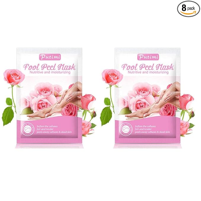 Magik Foot Peeling Mask Baby Soft Cracked Heels Remove Dead Skin Calluses (Rose, 4 Pairs)