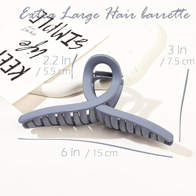 2 PCS Matte Hair Clips, 6 Inch Extra Large Hair Claw Clips Oversized Jumbo Claw Clips for Thick Hair and Long Hair Non-Slip Hair Barrette Accessories for Women and Girls (Pink and Blue)