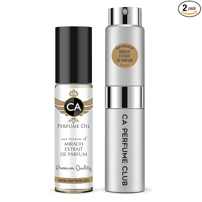 CA Perfume Duo Impression of Mirach Extrait De Parfum For Women And Men Perfume Layering Set Long Lasting Travel Size EDP + Body Oil Roll-On Bottle 0.27 Fl Oz+0.33 Fl Oz