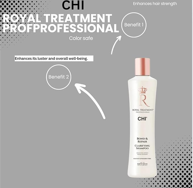 CHI Royal Treatment Bond & Repair Shampoo, Professional, Sulfate & Paraben Free, 12 fl oz