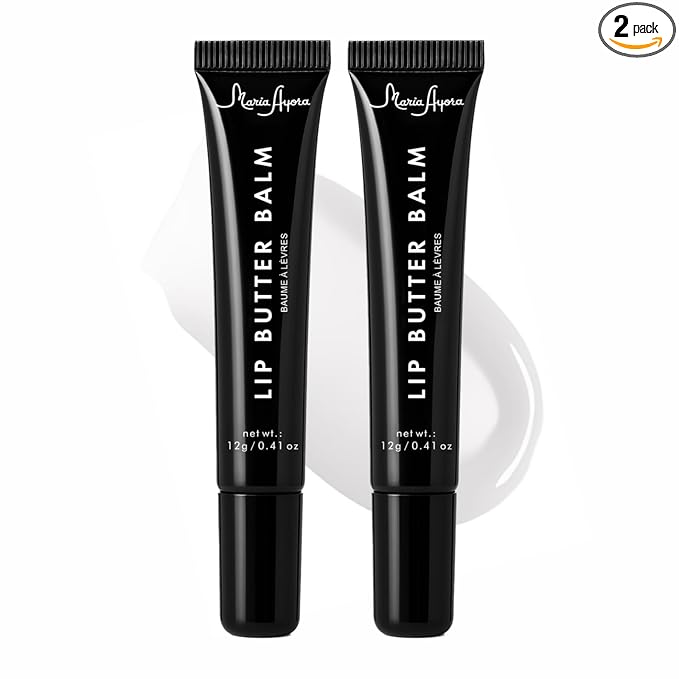 Deep Hydrating Lip Butter Balm- Glossy Lip Treatment with Shea Butter, Vitamin E, Peptides & Hyaluronic Acid - Vegan, Non-Sticky, Moisturizing Lip Care | 2-Pack (Clear-Unscented)