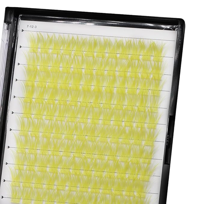 Wide Stem With Various Colored False Eyelashes D Curl Eyelash String 10-20mm Choose Professional Makeup Personal Eyelash String Grafted Eyelash Extension Cluster（Yellow -10-12-14-16mm Mixed）