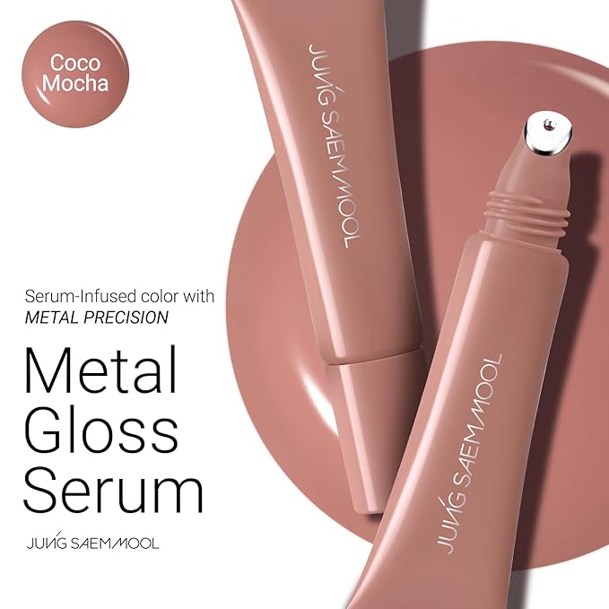 JUNG SAEM MOOL LIP-PRESSION Metal Serum Gloss | Hydrating Tinted Lip Balm with a Hygiene Precision Metal Applicator & Serum Infused Ingredients, Korean Lip Plumper Gloss (Coco Mocha)