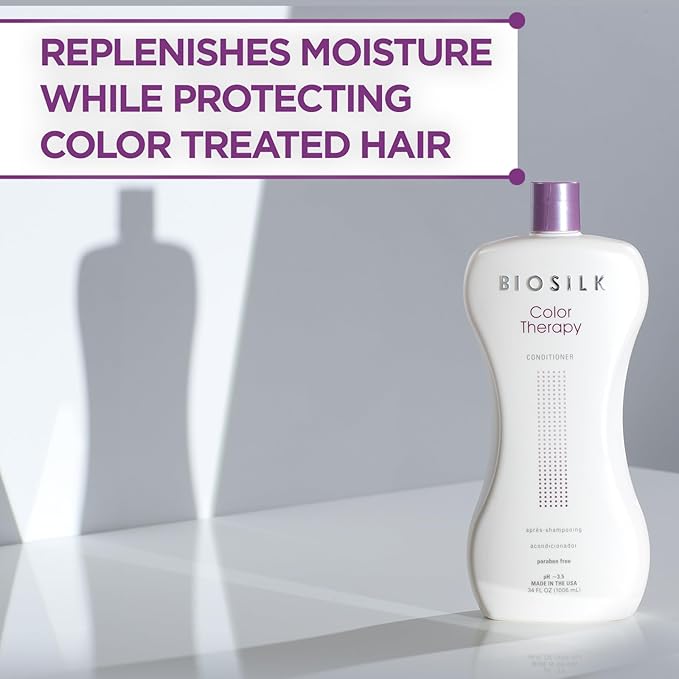 Biosilk Color Therapy Conditioner, Replenishes Moisture While Protecting Color, Enhances Vibrancy & Shine, Sulfate, Paraben, & Cruelty-Free, 34 Oz