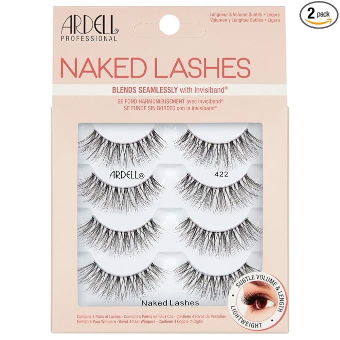 Ardell Strip Lashes Naked Lashes #422 - Invisiband, Comfortable False Eyelashes, 2 Pack
