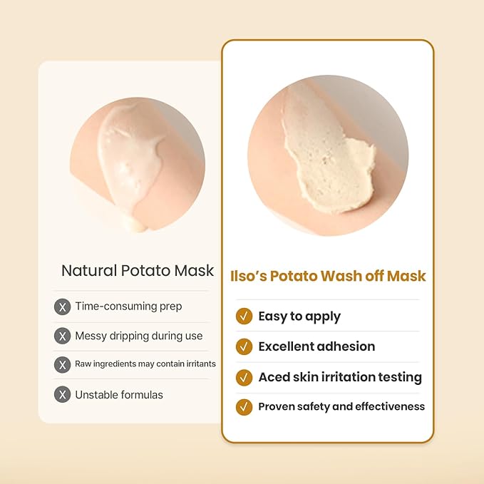 ilso Rice Potato Pore Fresh Wash-Off Face Mask, 5.29 oz, with Rice Bran Water and Potato Extract, Korean skincare, blackheads, sebum