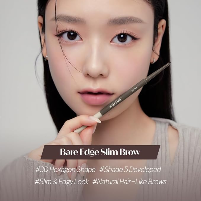ETUDE Bare Edge Brow Pencil, Eyebrow Pencil, Slim 3D Hexagon, Natural Looking, Korean Makeup, Beauty, Mild Taupe (0.003 Ounce)