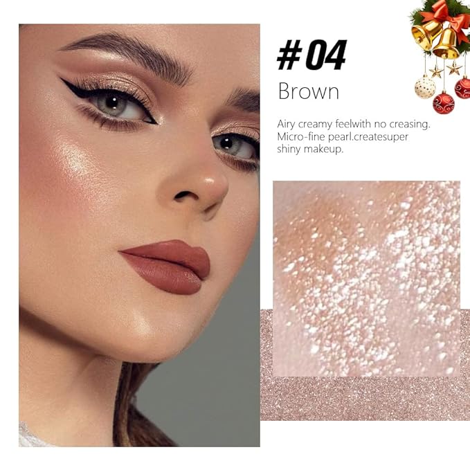 Brown Cream Sparkle Glitter Shimmer Eyeshadow Palette Makeup for Women, Brown Buttery Cream Powder Highlighter Vegan, de sombras de ojos, Built-in Mirror & Brush 04