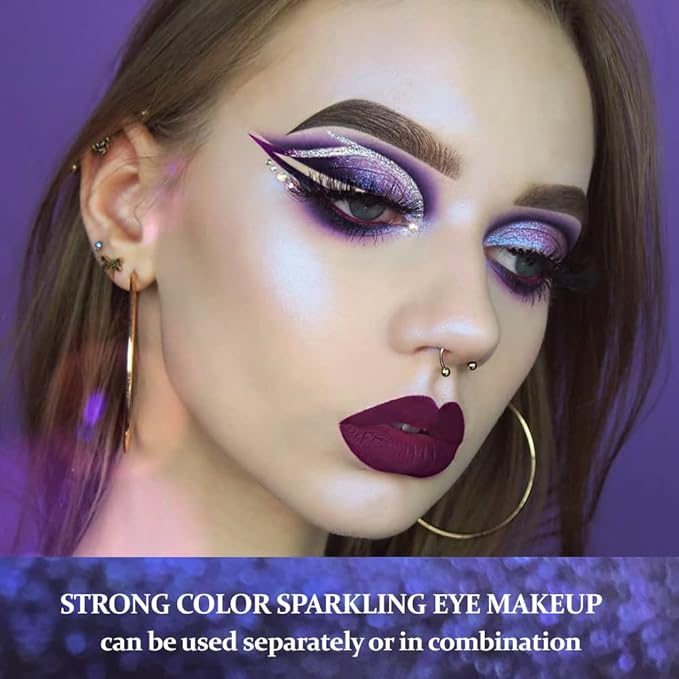 Afflano Minerals Eyeshadow Metallic Eyemazing Effect, Intense Color Shifting Multichrome Sparkling Eye shadow Glitter, Highly Pigmented Electric Purple Duo Chrome Chameleon Eyeshadow