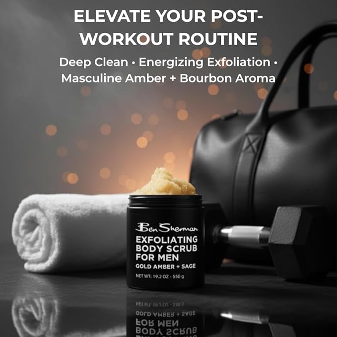 Ben Sherman Exfoliating Body Scrub For Men with Shea Butter Vitamin A and C, Moisturizing Hydrating Body Scrub for Healthy Skin