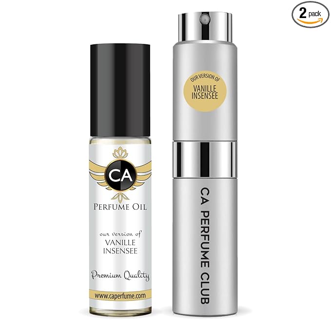 CA Perfume Duo Impression of Vanille Insensee For Women And Men Perfume Layering Set Long Lasting Travel Size EDP + Body Oil Roll-On Bottle 0.27 Fl Oz+0.33 Fl Oz