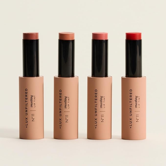 + Lux Unfiltered N°11 Smoothing Hydrating Lip Tint for Women - Tinted Lip Balm with Jojoba & Sunflower Oil - Lightweight, Moisturizing, Semi-Sheer Color - Vegan & Cruelty-Free - Cocoa (Brown)