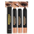 FeiCuiYun 3Pcs Monochrome Cream Shimmer Glitter Eyeshadow Pencil Stick for Women, Eye Shadow Eyeliner Pencil Sticks Makeup, sombras para ojos, Waterproof, Vegan & Cruelty-Free, (01+02+06, 3Pcs)
