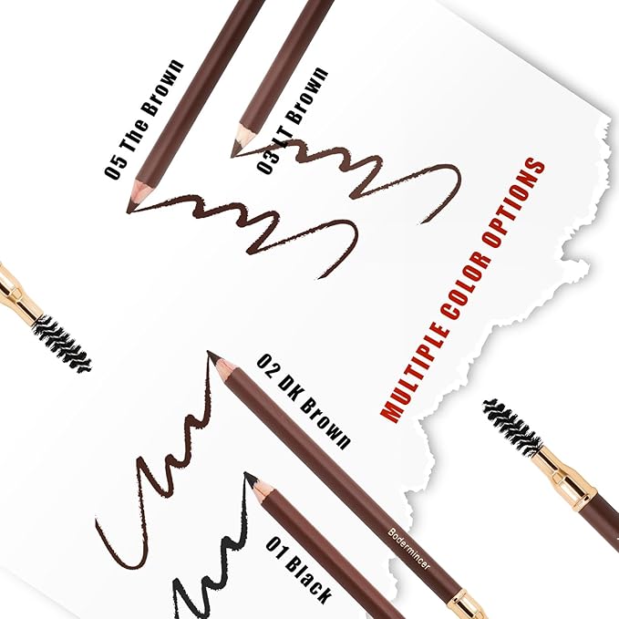1 pcs Makeup Eyebrow Enhancer 12H Long Lasting Sweat &Waterproof Eyebrow Pencil Pen Dark Brown Eye Brow Pencil 5 Colors to Choose (1# Black)