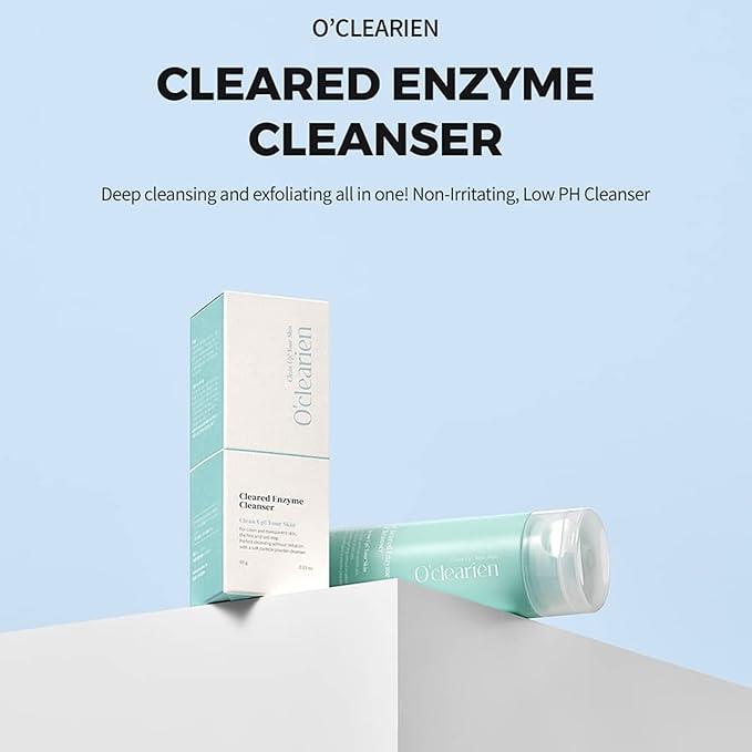 O'CLEARIEN] Enzyme Cleanser 60g / 2.11oz | Powder Wash, Low PH, Make Up Remover for Sensitive Skin, Non-irritating, Reducing Pores, and Acne