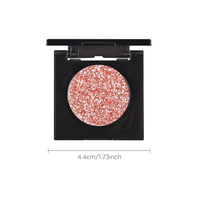 KYDA Glitter Eyeshadow Single, Sparkling Golden Orange Brown Eyeshadow, Lasting Shimmer Pearl Eyes Shadow, Soft Blendable Formula, High Pigment Eyes Glitter Makeup, Wet Look Effect, Black Tea