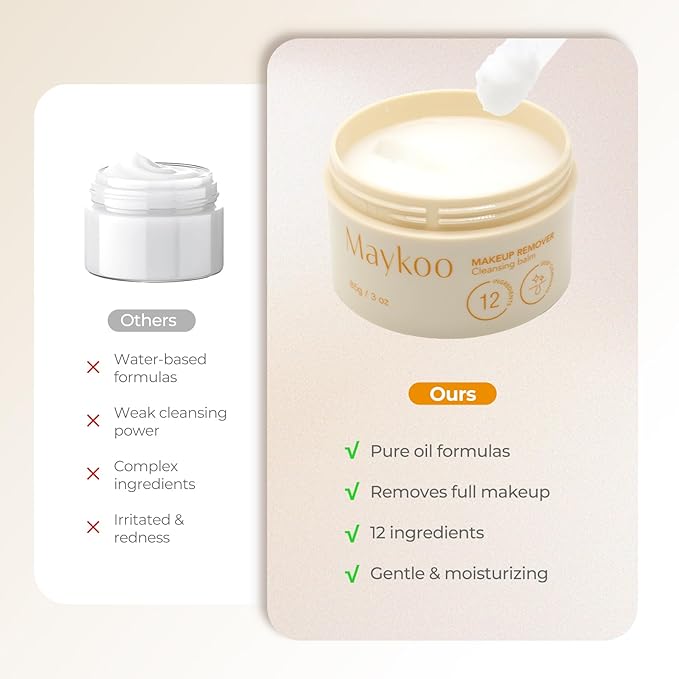 MAYKOO Makeup Remover Balm Hydrating Deep Cleansing Balm, Dissolves Heavy Waterproof Make Up, Gentle Oil Based cleanser for Face with Spatula, Makeup Removing for All Skin Types, 85 g/3 oz