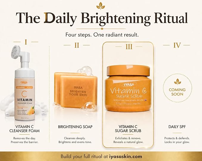 IYASA Brightening Cream for Face & Body, 5% Vitamin C & 10% Niacinamide, Water-Based Moisturizer Evens Tone & Revives Dull Skin, Clean, Vegan, Cruelty-Free, Sensitive Skin-Safe, 16 oz.