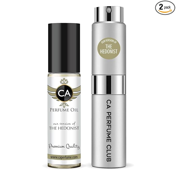 CA Perfume Duo Impression of The Hedonist For Women And Men Perfume Layering Set Long Lasting Travel Size EDP + Body Oil Roll-On Bottle 0.27 Fl Oz+0.33 Fl Oz