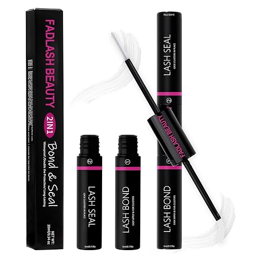 Lash Glue DIY Eyelash Glue for Lashes Clusters Latex-Free Waterproof Latex-Free 2-in-1 Lash Bond and Seal for Self-Application at Home Lash Cluster Glue 10ml Long-Lasting 48-72H