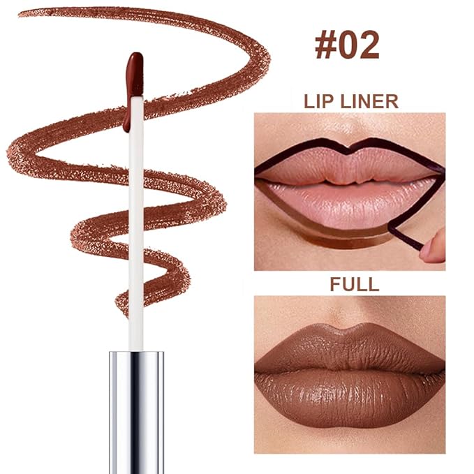 Peel Off Lip Liner Stains for Women, Long Lasting Waterproof Matte Finish Lip Tint Stains with Tweezer Kit, Transfer Proof, Easy to Use, Peel Off Liquid Lipstick for All Skin Types, #2 Brown