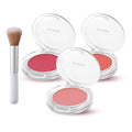 3Pcs Blush Palette for Cheeks with Make Up Brush,Face Matte Contour Blush Makeup Palette,Buildable Shimmer Facial Cheek Blusher Shades,Blendable Cosmetic Makeup Blush A