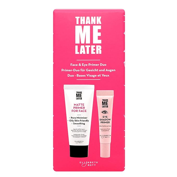 Elizabeth Mott Thank Me Later Face & Eye Primer – Long-Lasting Matte Makeup Base, Pore Minimizer, Oil & Shine Control, Wrinkle Blurring, Crease Prevention, Smooth Finish for All-Day Wear – 10g & 30g