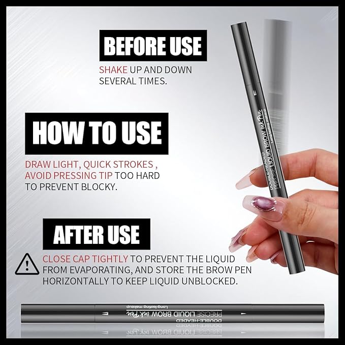 Microblading Eyebrow Pencil,2-in-1 Dual-Ended Eyebrow Pen with 2 Tip brow pen and Precise Brush-Tip,Brow Pen for Natural Waterproof and Long-Lasting Brows (Brown)