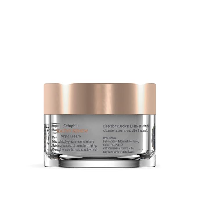 Cetaphil Healthy Renew Skin Tightening Night Cream 1.7 Oz, Wrinkle Repair Cream for Face with Peptides, Retinol Alternative Cream For Sensitive Skin, Fragrance Free