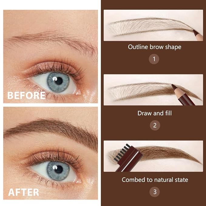 WanTuoluo Eyebrow Pencils for Women with Sharpener, 6Pcs Hard-Core Wooden Eye Brow Eye Liner Pencils for Beginner Makeup, Waterproof & Sweat-Proof (6Pcs-Brown)