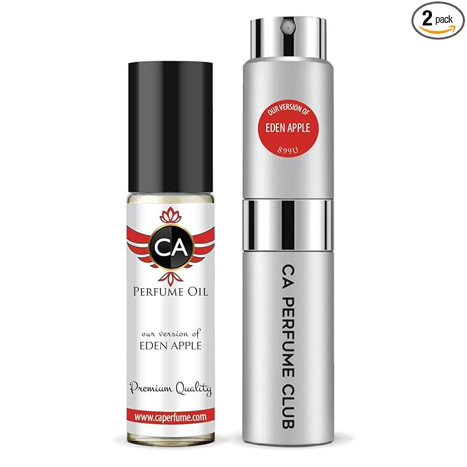 CA Perfume Duo Impression of Eden Apple For Women And Men Perfume Layering Set Long Lasting Travel Size EDP + Body Oil Roll-On Bottle 0.27 Fl Oz+0.33 Fl Oz