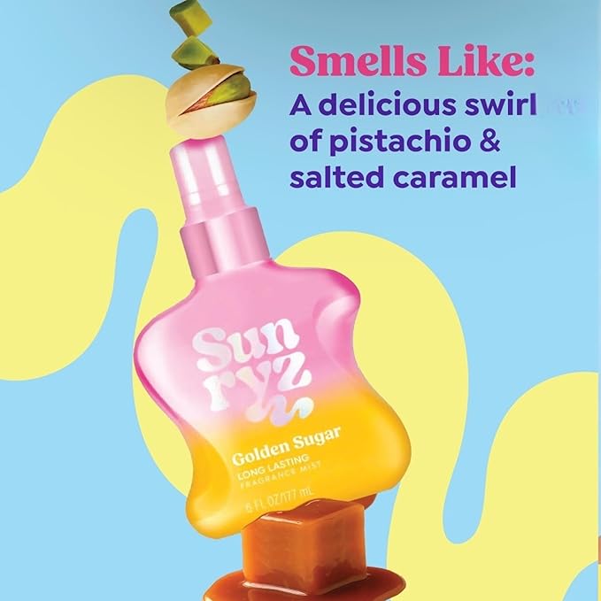 PDC Brands Sunryz Golden Sugar Shimmer Body Oil and Fragrance Mist, Limited Edition, 5 fl oz and 6 fl oz, 2 Piece Set (Golden Sugar)