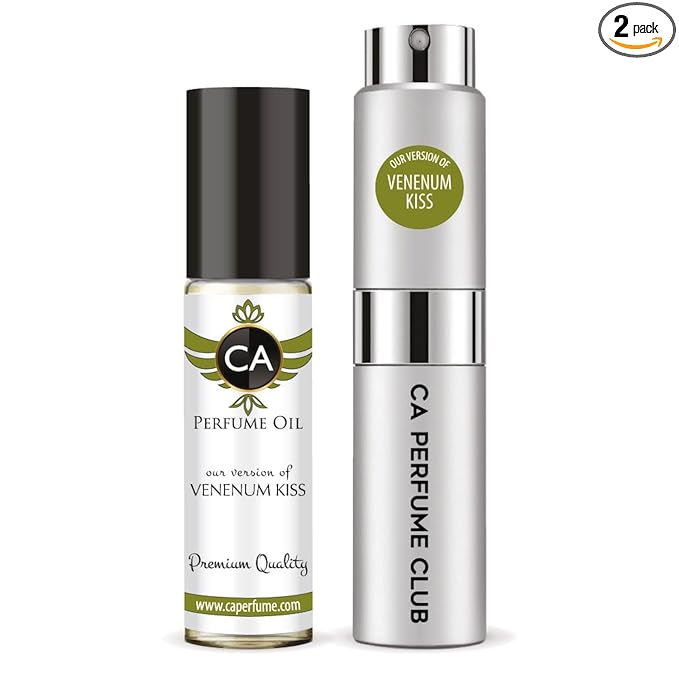 CA Perfume Duo Impression of Venenum Kiss For Women And Men Perfume Layering Set Long Lasting Travel Size EDP + Body Oil Roll-On Bottle 0.27 Fl Oz+0.33 Fl Oz