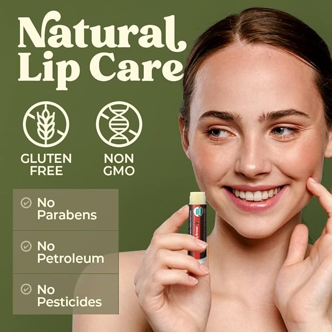 Earth's Daughter USDA Organic Lip Balm 4-Pack - Fruit Flavors, Beeswax, Coconut Oil, Vitamin E - Best Repair Chapstick for Dry Cracked Lips - Moisturizing Lip Care