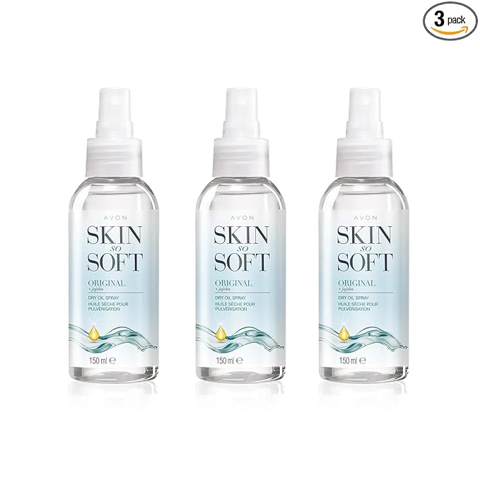 AVON SKIN SO SOFT Original Jojoba Oil Spray – Lightweight DRY Oil with Natural Moisturizing JOJOBA for Silky Smooth, Hydrated Skin 5.Fl Oz 150 ML (3-PACK)
