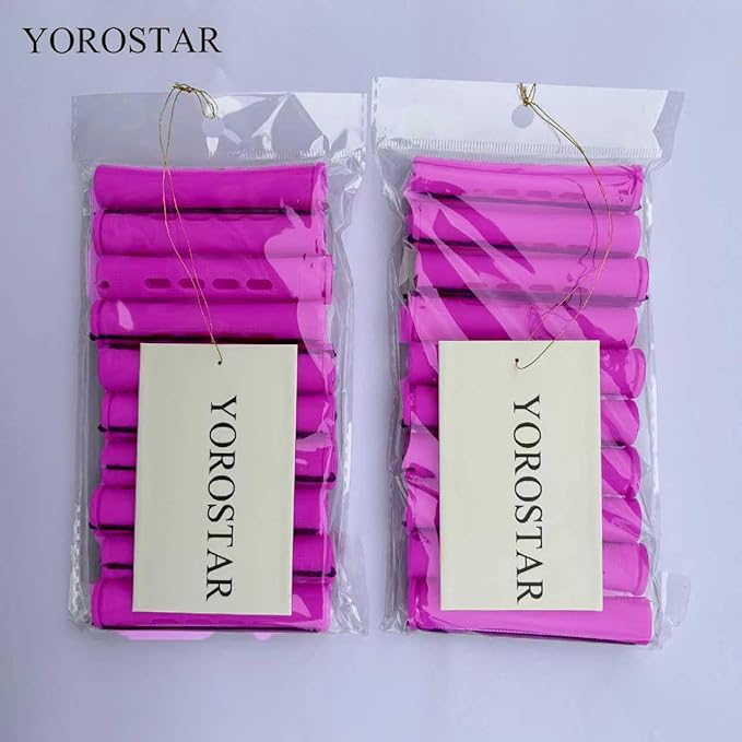 20pcs Purple Plastic Perm Rods Set for Natural Hair Cold Wave Rods Hair Curlers Rollers for Long Short Women's Hair DIY Hairdressing Tools