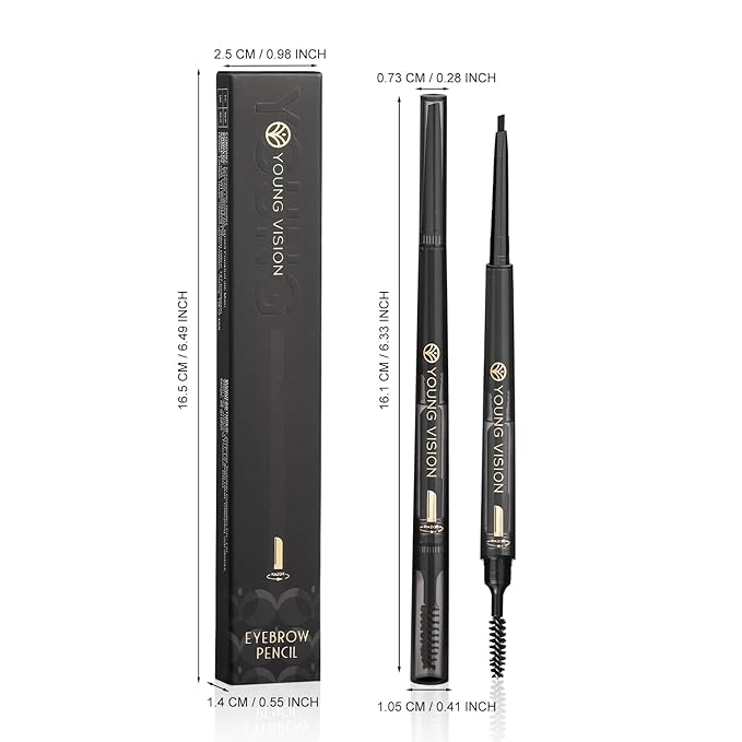 YOUNG VISION 3 in 1 Eyebrow Pencils for Women, Eye Brow Pen, Brush and Razor Trio, for Natural Hair-Like Brows, Easy to Color, Waterproof, Quick-Drying, Lasts All Day (Light Brown)