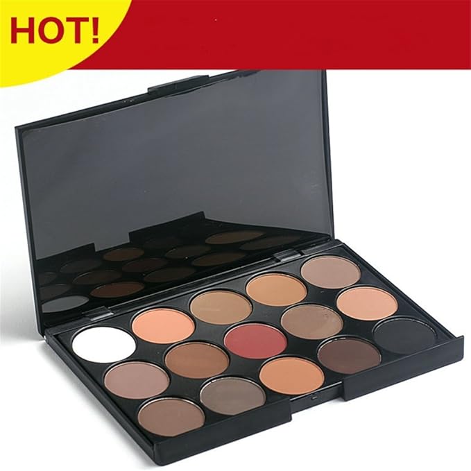 Pure Vie Professional Highlight Eyeshadow Palette Makeup Contouring Kit - 15 Colors Highly Pigmented Nudes Warm Natural Matte Shimmer Cosmetic Eye Shadows Pallet Powder Palette - Holiday Gift Set