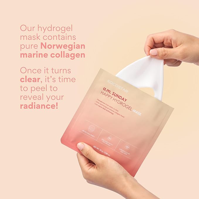 KOCOSTAR Norwegian Collagen Hydrogel Mask | Patented Bio-Collagen Overnight Real Deep Mask with Hyaluronic Acid, Promotes Skin Elasticity and Intense Hydration, Korean Skincare, (1 sheet, 0.88 oz)
