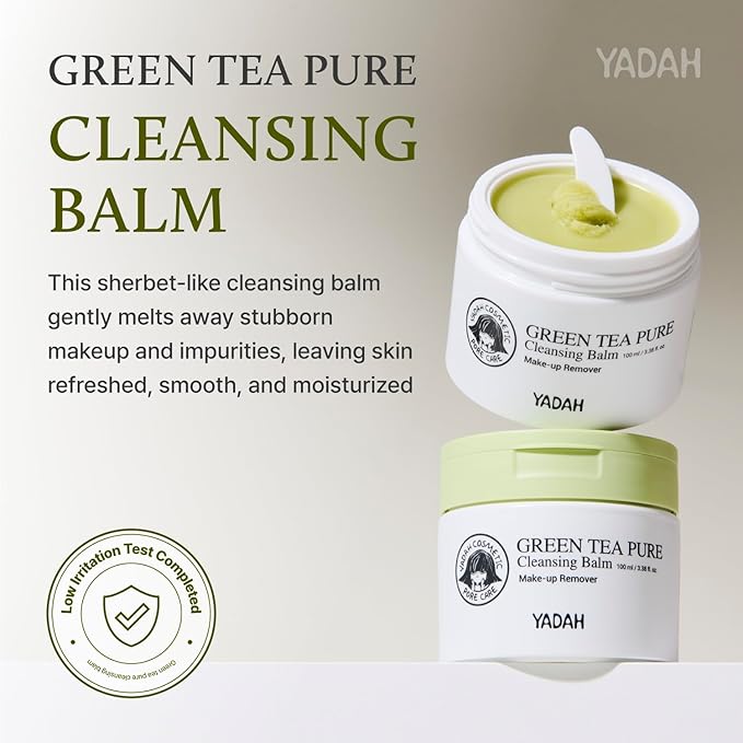 YADAH Green Tea Matcha Sorbet Cleansing Balm (3.38 fl oz) – Makeup Remover, Melting Balm with Olive & Sunflower Oils, Hydrating, Residue-Free