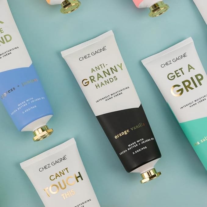 Chez Gagné Intensely Moisturizing Vegan Hand Cream (3.4oz) Jojoba Oil Cocoa Butter- Non-Greasy, Fast-Absorbing, Made In US - Anti-Granny Hands - Mother's Day - Funny Gift for Mom (Orange Vanilla)
