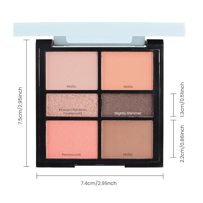 WanTuoluo 6-Color Nude Champange Brown Matte & Shimmer Eyeshadow Palette with Mirror – Highly Pigmented, Long-Lasting Eye Makeup for Artists & Creative Looks (02#)